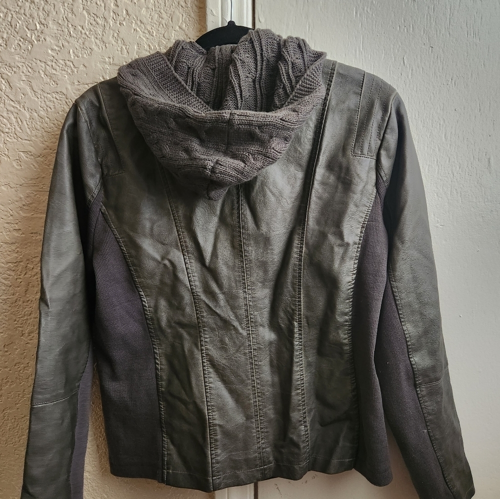 maurices- faux leather jacket w/ knit hood - Picture 6 of 6